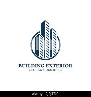 Logo extérieur du bâtiment illustration vecteur design inspirations avec forme de cercle. Bon pour la construction, l'immobilier, le gratte-ciel et la compagnie d'affaires Illustration de Vecteur