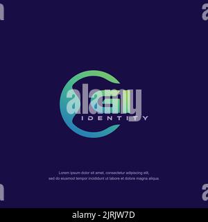 GI lettre initiale ligne circulaire logo modèle vecteur avec couleur dégradé Illustration de Vecteur