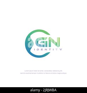 GN lettre initiale ligne circulaire logo modèle vecteur avec couleur dégradé Illustration de Vecteur