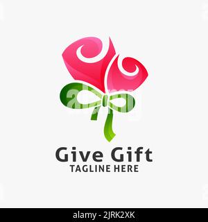 Logo fleur cadeau Illustration de Vecteur