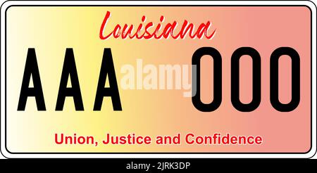 Plaques d'immatriculation de véhicule en Louisiane aux États-Unis d'Amérique, plaques de voiture. Numéros de permis de conduire de différents États américains. PRI. Vintage Illustration de Vecteur