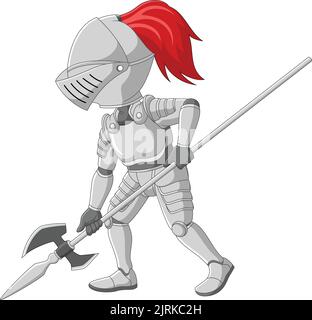 Chevalier de dessin animé tenant une lance Illustration de Vecteur