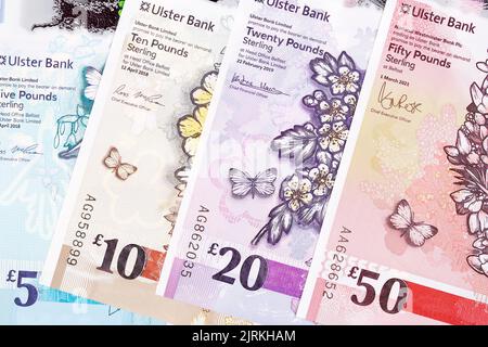 L'argent de l'Irlande du Nord - livre un fond d'affaires Banque D'Images