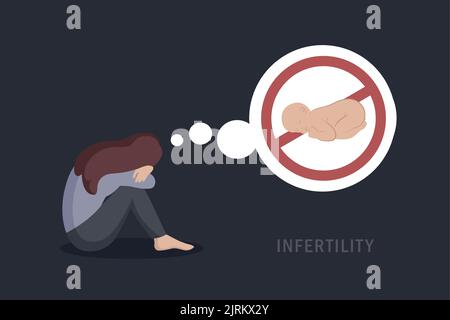 infertilité triste femme penser à la santé des femmes de bébé Illustration de Vecteur