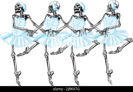 halloween danse squelettes ballet lac de cygne Illustration de Vecteur