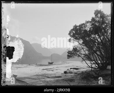 Tête du sud du Fiord, lac te Anau, de Delta Burn, 1889, Dunedin, Par Burton Brothers, Alfred Burton. Banque D'Images