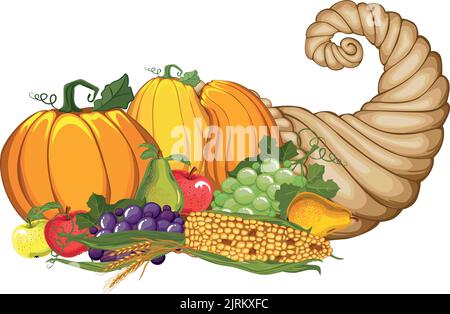 fruits et légumes d'automne grâce à la cornucopia Illustration de Vecteur