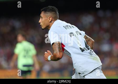 Barcelone, Espagne. 24th août 2022. Raphinha du FC Barcelone lors du match amical et bénéfique pour recueillir des fonds pour l'ELA entre le FC Barcelone et Manchester City à Spotify Camp Nou à Barcelone, en Espagne. Crédit : DAX Images/Alamy Live News Banque D'Images