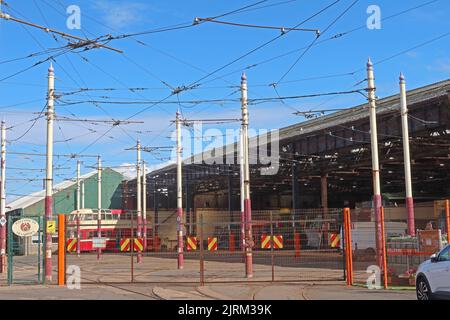 Rigby Road, Tramtown Depot, Blackpool transport, Lancashire, Angleterre, Royaume-Uni, FY1 5DD Banque D'Images