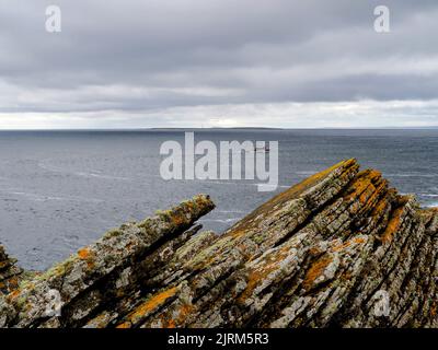 Lamb Head, Stronsay, Orkney, en direction d'Auskerry Banque D'Images