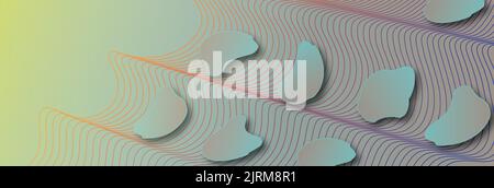 lignes d'onde de gradient sur fond de gradient. Formes rondes fluides sur 3D courbes abstraites. Illustration vectorielle. Arrière-plan stylisé de dessin au trait. Espace. Illustration de Vecteur