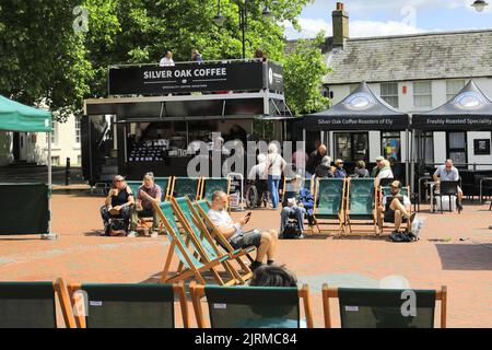 The Ely Food Market, Ely City, Cambridgeshire, Angleterre, Royaume-Uni Banque D'Images