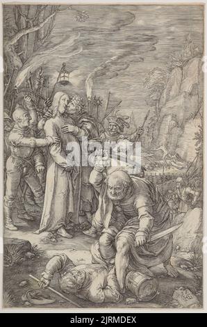 La trahison du Christ, planche 3 de la passion du Christ, 1598, Haarlem, par Hendrik Goltzius. Banque D'Images