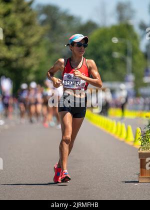 Meryem Bekmez, de Turquie, participant à la marche féminine de 20k aux Championnats du monde d'athlétisme, Hayward Field, Eugene, Oregon, États-Unis, le 15th juillet 202 Banque D'Images