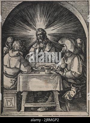 Christ en Emmaüs. Depuis : la petite passion., 1511, Allemagne, par Albrecht Dürer. Don de sir John Ilott, 1964. Banque D'Images