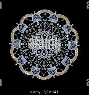 mandala scintillant et en strass sur fond noir Banque D'Images