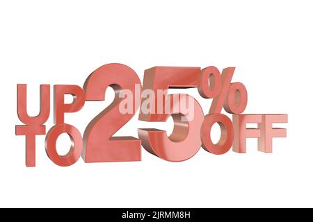 3D affiche de marketing de bannière d'escompte montrant moins - jusqu'à 25% de rabais Banque D'Images
