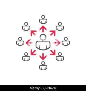 Icône avec des personnes infectées utilisant le suivi de contact pour contenir la propagation du coronavirus. Contacter Tracing Covid-19 concept. Illustration de Vecteur