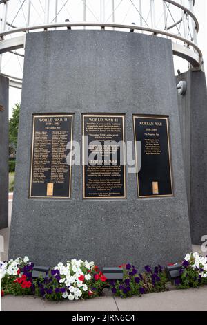 STILLWATER, MN, États-Unis - 24 AOÛT 2022 : plaque de la Seconde Guerre mondiale au Mémorial des anciens combattants de Stillwater, Minnesota. Banque D'Images