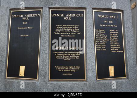 STILLWATER, MN, États-Unis - 24 AOÛT 2022 : plaque de la première Guerre mondiale au Stillwater Minnesota Veterans Memorial. Banque D'Images