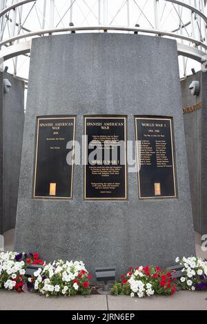 STILLWATER, MN, États-Unis - 24 AOÛT 2022 : placard de guerre espagnol américain au Mémorial des anciens combattants de Stillwater, Minnesota. Banque D'Images