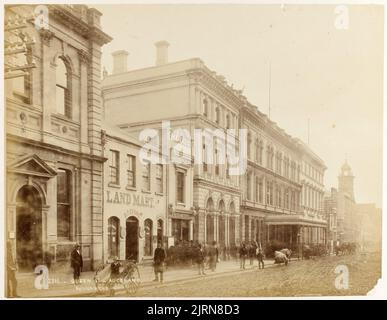 Queen St. - Auckland, 1800s ans, Dunedin, par Burton Brothers. Banque D'Images