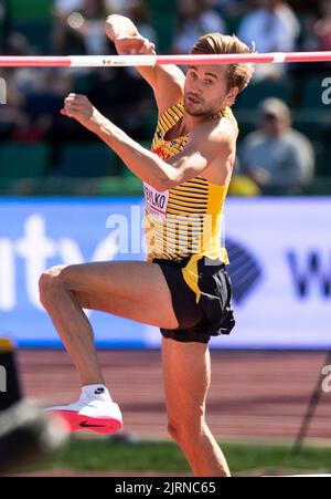 Mateusz Przybylko, d’Allemagne, en compétition dans les épreuves de saut en hauteur des hommes aux Championnats du monde d’athlétisme, Hayward Field, Eugene, Oregon, États-Unis, le 15t Banque D'Images