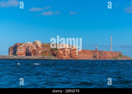 Falaise de grès rouge sur l'île de haute mer Heligoland, Mer du Nord, quartier Pinneberg, Schleswig-Holstein, Allemagne du Nord, Europe centrale Banque D'Images