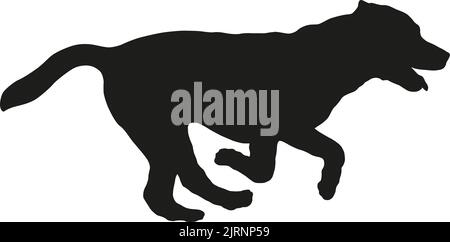 Silhouette de chien noire. Chien de course à pied et de saut labrador Retriever. Animaux de compagnie. Isolé sur un fond blanc. Illustration vectorielle. Illustration de Vecteur
