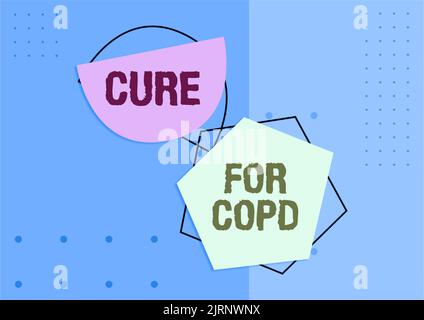 Légende conceptuelle Cure for BPCO. Mot pour le traitement médical sur la maladie pulmonaire obstructive chronique Homme présentant graphique multiple S et Banque D'Images