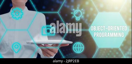 Inspiration montrant la programmation orientée objet de signe. Business Showcase objets de modèle de langage plutôt que des actions Banque D'Images