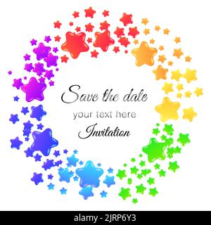 Composition circulaire avec étoiles colorées dessinées à la main Illustration de Vecteur