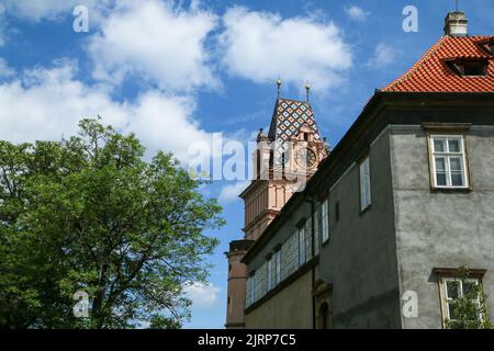 Le détail du château de Brandýs nad Labem en République tchèque. L'un des sites touristiques de la ville. Banque D'Images