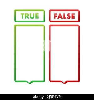 Vrai ou faux. Couleurs rouge et vert. Illustration du stock vectoriel. Illustration de Vecteur