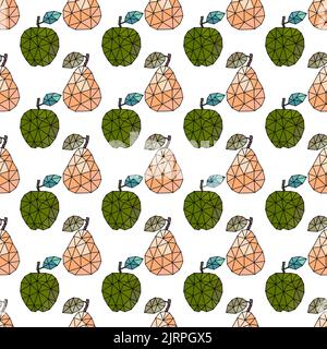 Motif géométrique polygonal sans couture aux fruits d'automne pour emballer le papier et les accessoires, les carnets et l'imprimé, les enfants et les tissus. Très bon Banque D'Images