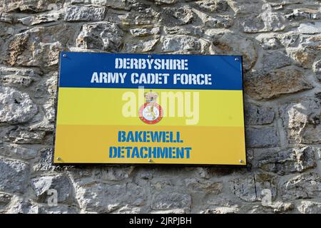 Panneau à l'édifice de la Force des cadets de l'Armée de Bakewell Banque D'Images