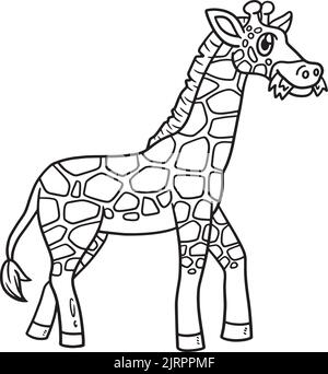 Giraffe Animal Isolated coloriage page pour enfants Illustration de Vecteur