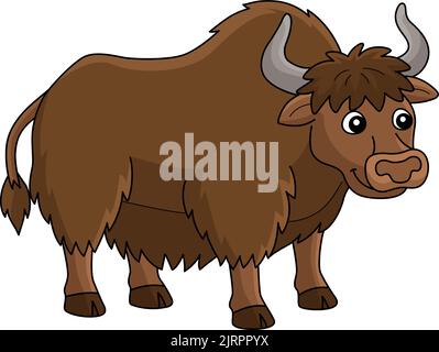 Illustration de la partie de couleur du dessin animé de Yak Animal Illustration de Vecteur