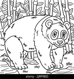 Page de coloriage animal Panda pour enfants Illustration de Vecteur