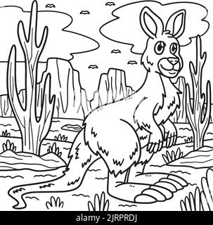 Page de coloriage animal kangourou pour enfants Illustration de Vecteur