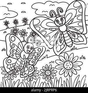 Page de coloriage papillon pour enfants Illustration de Vecteur