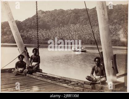 La lagune, Mango [Mago], Fidji, 1884, Dunedin, Par Burton Brothers, Alfred Burton. Banque D'Images