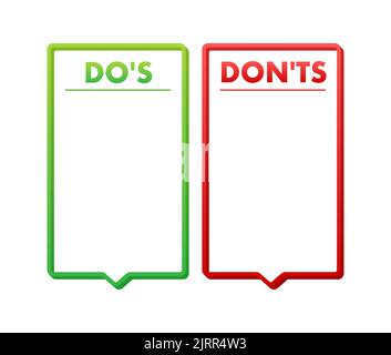 Bouton Do s et Don ts. Jeu d'éléments de logotype ronds simples et plats avec symbole de pouce vers le haut. Illustration vectorielle. Illustration de Vecteur