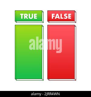 Vrai ou faux. Couleurs rouge et vert. Illustration du stock vectoriel. Illustration de Vecteur
