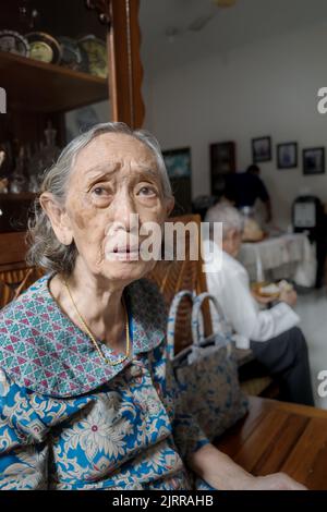 Portrait d'une femme âgée de 85 ans en bonne santé d'Asie du Sud-est Banque D'Images