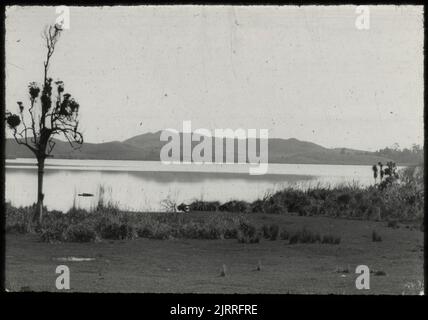 Lac Horowhenua et colline de dune de Moutere, à 288 pieds de la rive est près de l'extrémité ouest de la rue Queen, Levin, 08 juin 1926, Île du Nord, par Leslie Adkin. Don de la famille Adkin, 1997. Banque D'Images