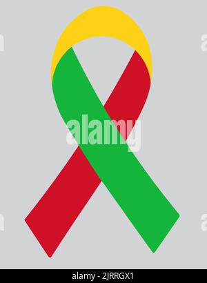 3D drapeau du Mali sur un ruban en tissu. Illustration de Vecteur