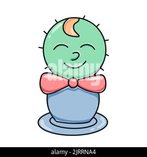 Cactus en pot de dessin animé de personnage de bébé Illustration de Vecteur