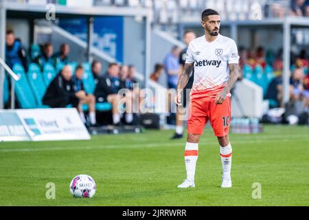 Viborg, Danemark. 25th août 2022. Manuel Lanzini (10) de West Ham vu lors du match de qualification de l'UEFA Europa Conference League entre Viborg FF et West Ham à l'Energi Viborg Arena de Viborg. (Crédit photo : Gonzales photo/Alamy Live News Banque D'Images