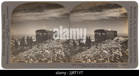 Chemin de fer le plus haut et le plus merveilleux sur Terre-Crest of Pike's Peak, Colorado, USA, 1901, Pikes Peak, Par Keystone View Company. Banque D'Images